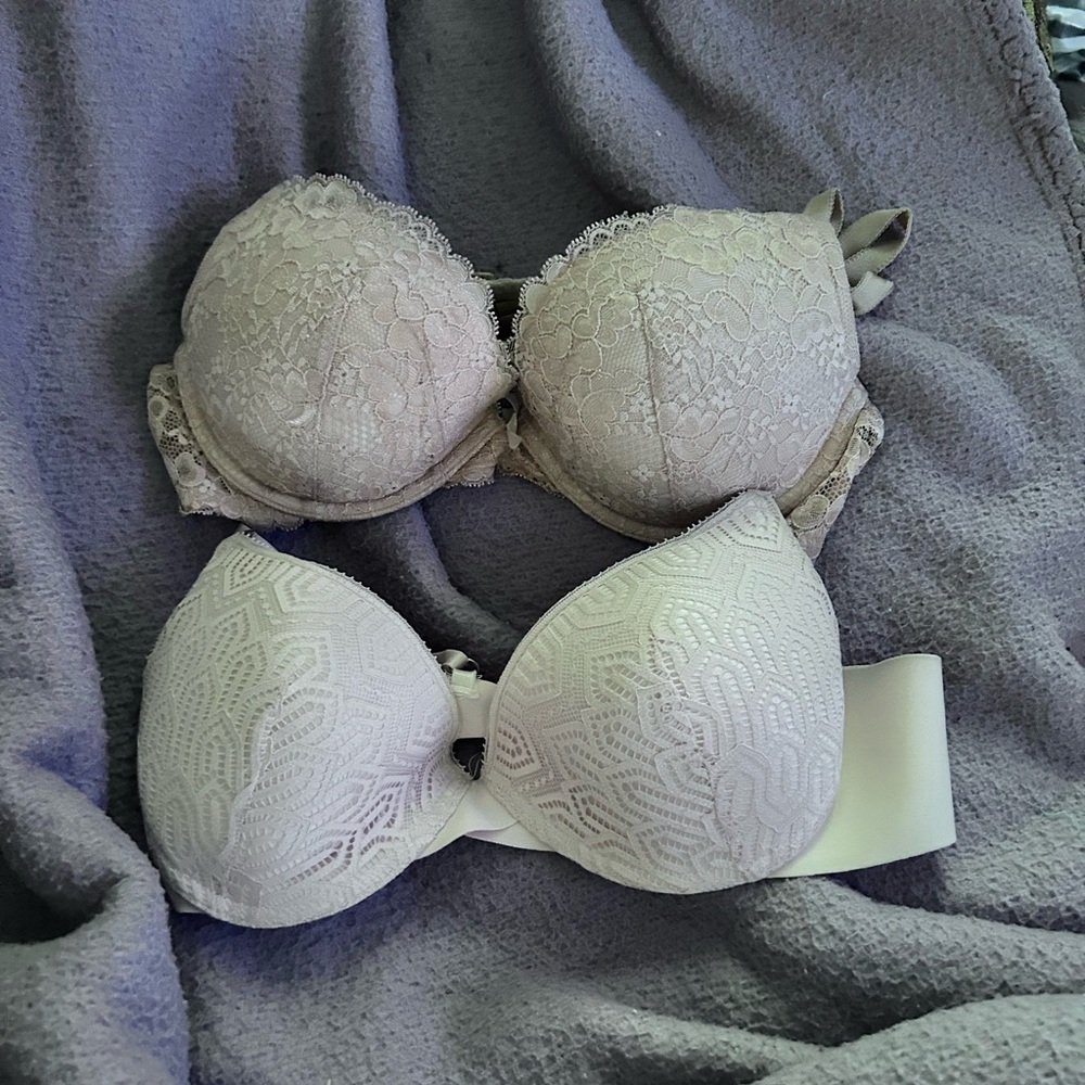 Victoria's Secret and Nautica 2 piece Lace Push-Up Bras — cream 36 C